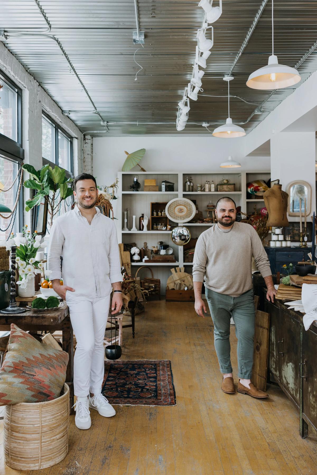 Rob and Adam walking through the Him and His studio on Detroit Avenue